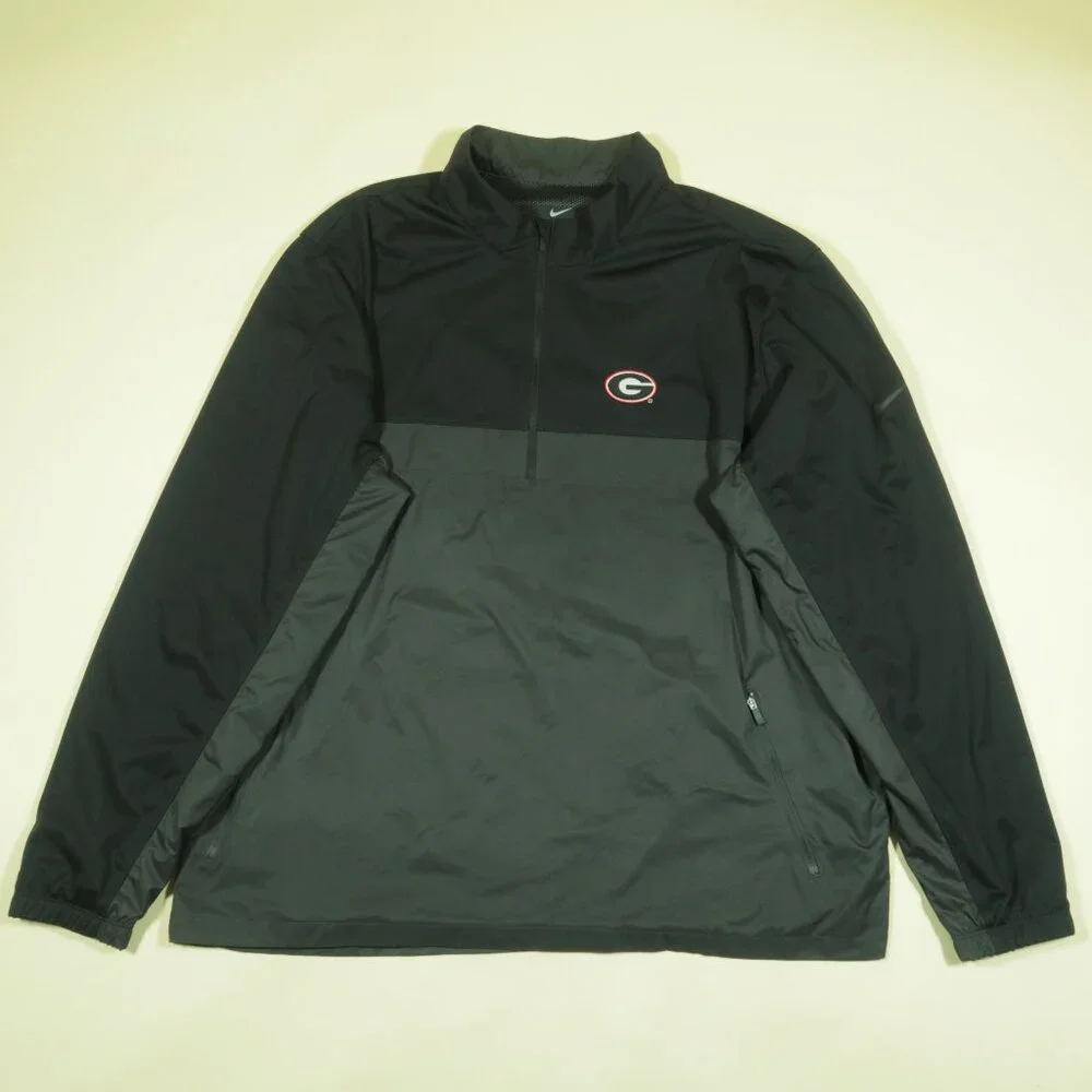 Nike Shield Georgia Bulldogs 1/4 Zip Golf Pullover Mens 2XL Black Gray Lined